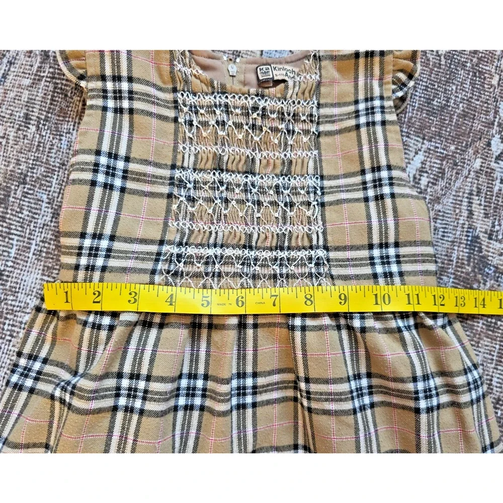 Kinloch Anderson Tartan Plaid Dress Girls 110 Smocked Lined Classic Scotland